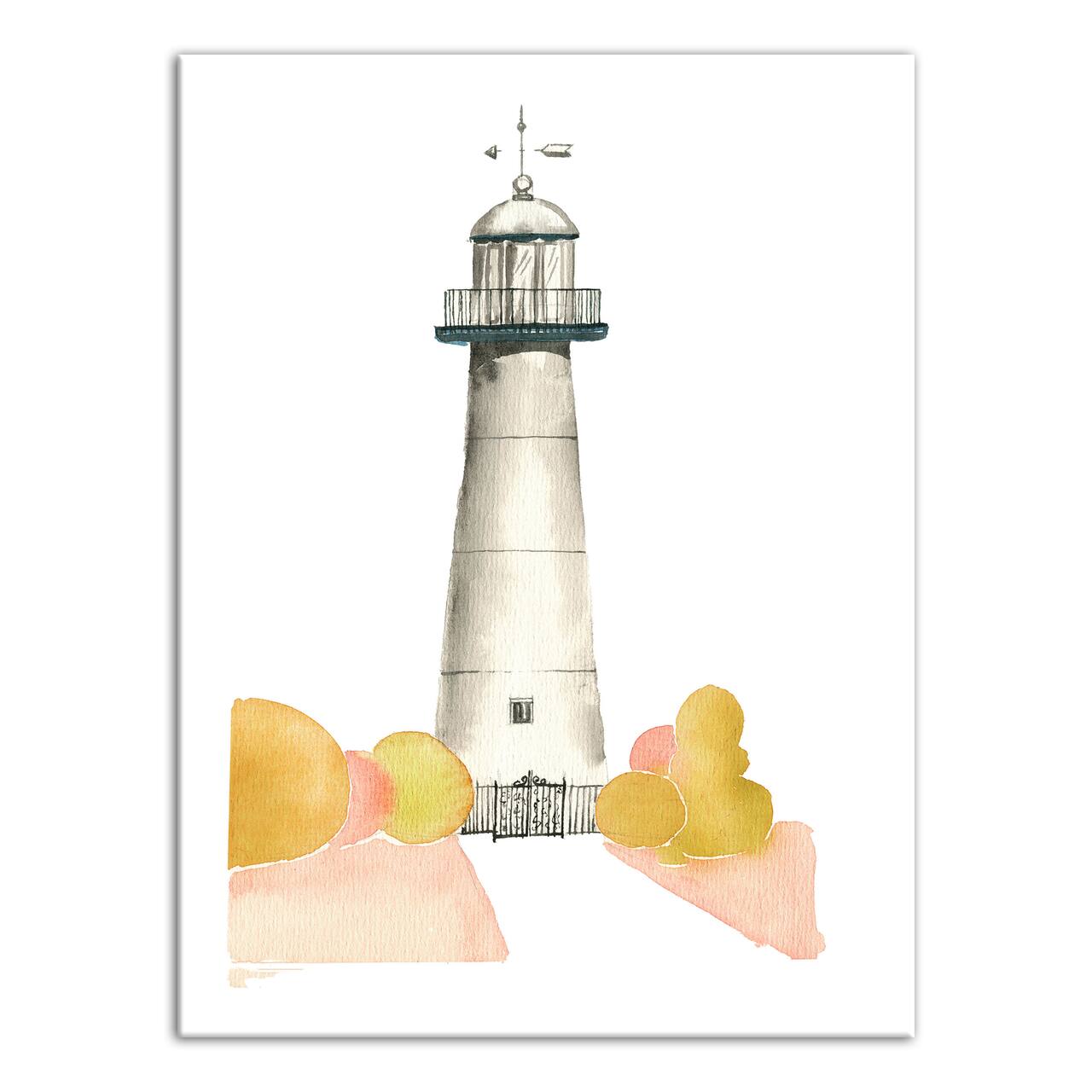 Lighthouse At Dusk 12" x 16" Canvas Wall Art